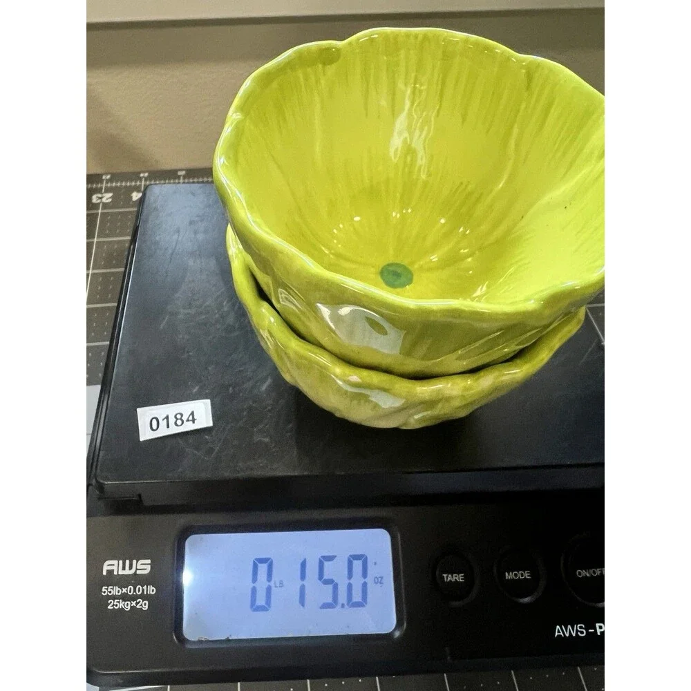 Set of 2 Pier 1 One Imports Cabbage Condiment Bowls Green spring small